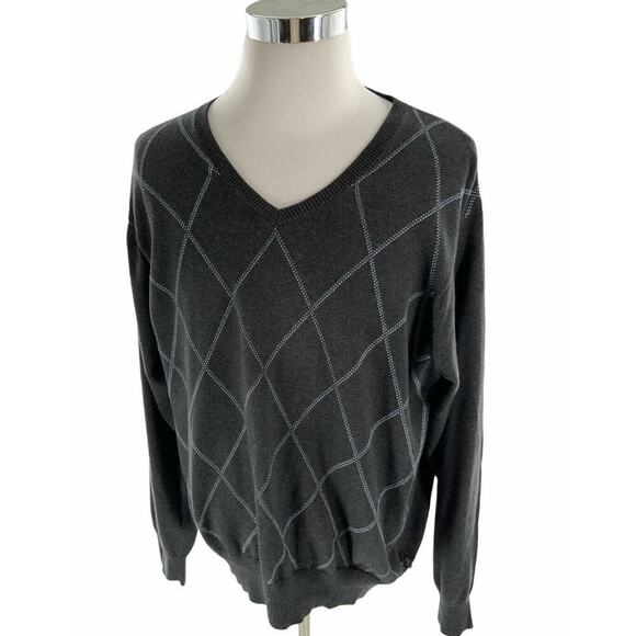 Izod Sweater Men's Size Extra Large Crew Neck Gray Knit 100% Cotton Casual Tops - Picture 1 of 6